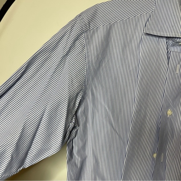 Ermenegildo Zegna blue stripe dress button down shirt sz 15.5 - Picture 6 of 7